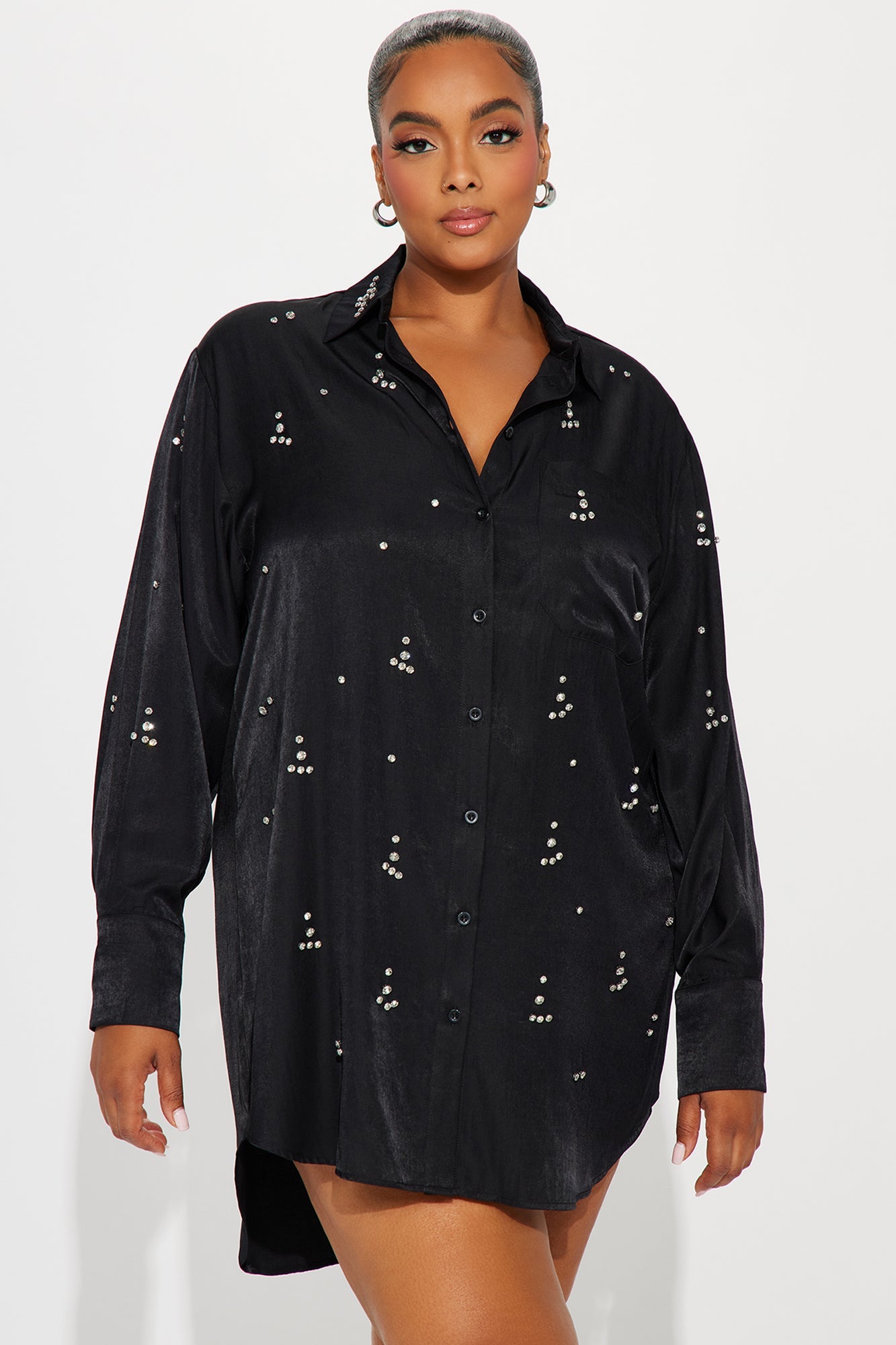 Moonlit Cascade Mini Dress - Black