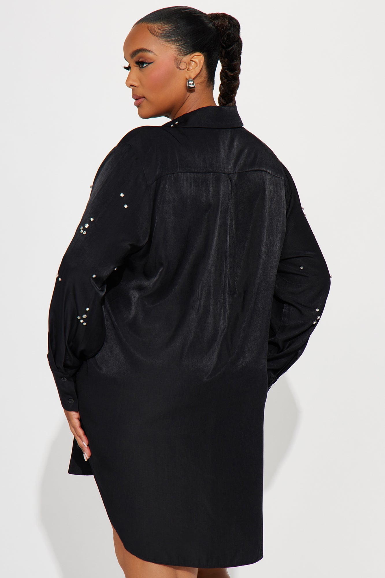 Moonlit Cascade Mini Dress - Black