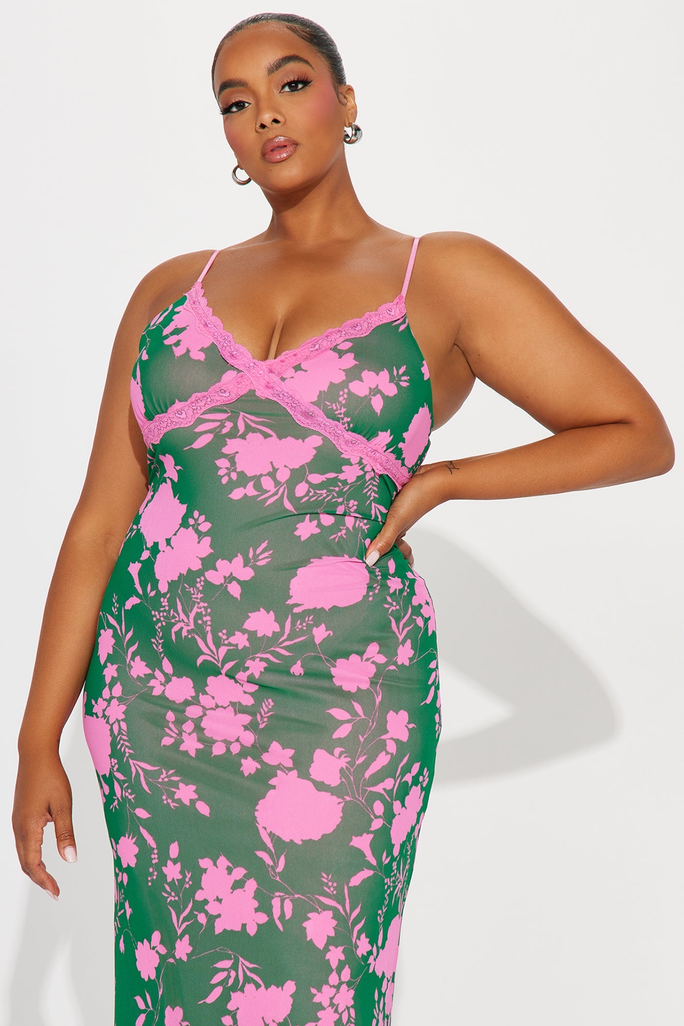 Charlie Floral Mesh Maxi - Green/combo