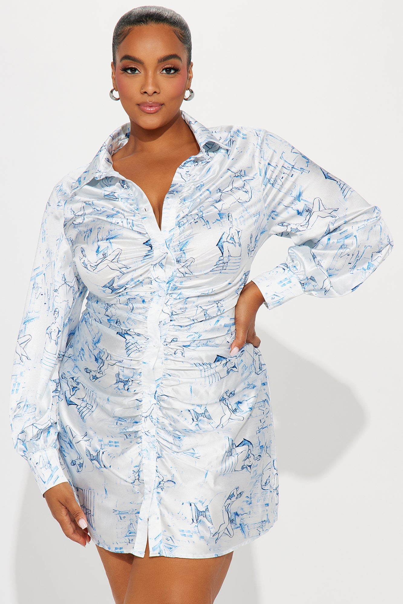 Picasso Satin Mini Dress - White/combo