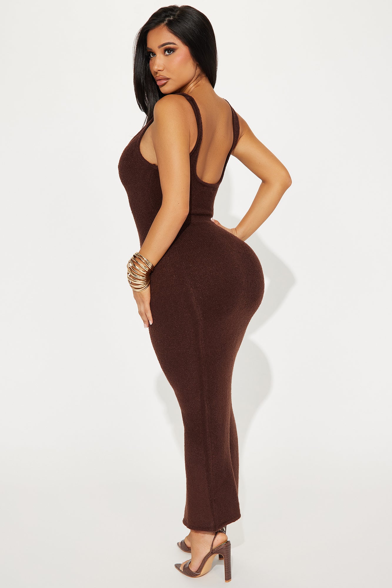 Nadia Sweater Maxi Dress - Chocolate