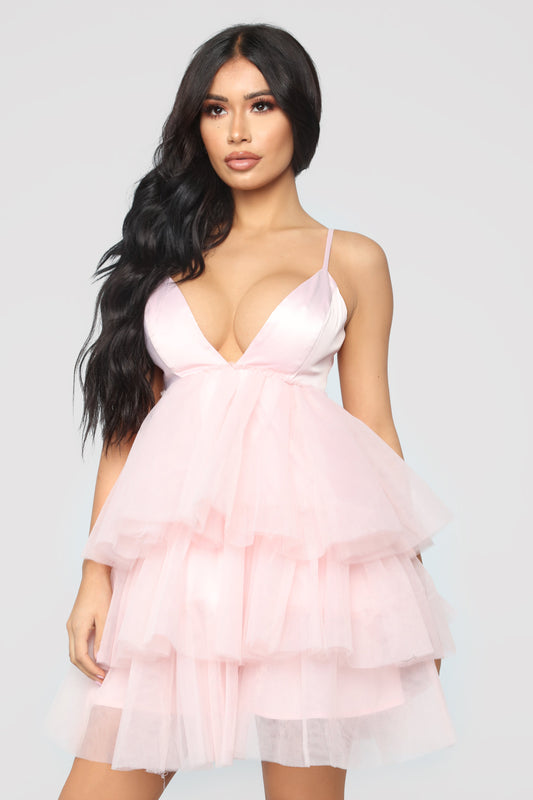 She Bad Ruffle Dress - Blush