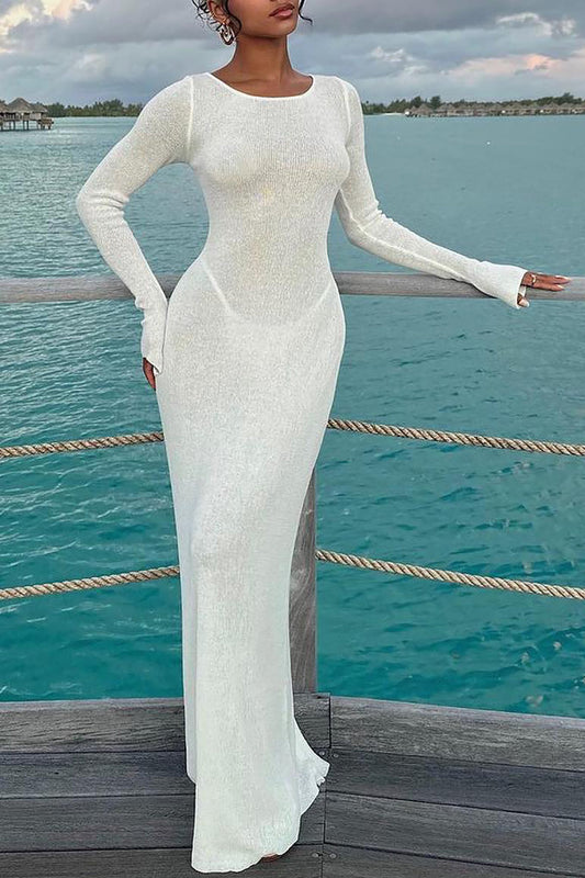 Braided Tie Back Knit Maxi Dress