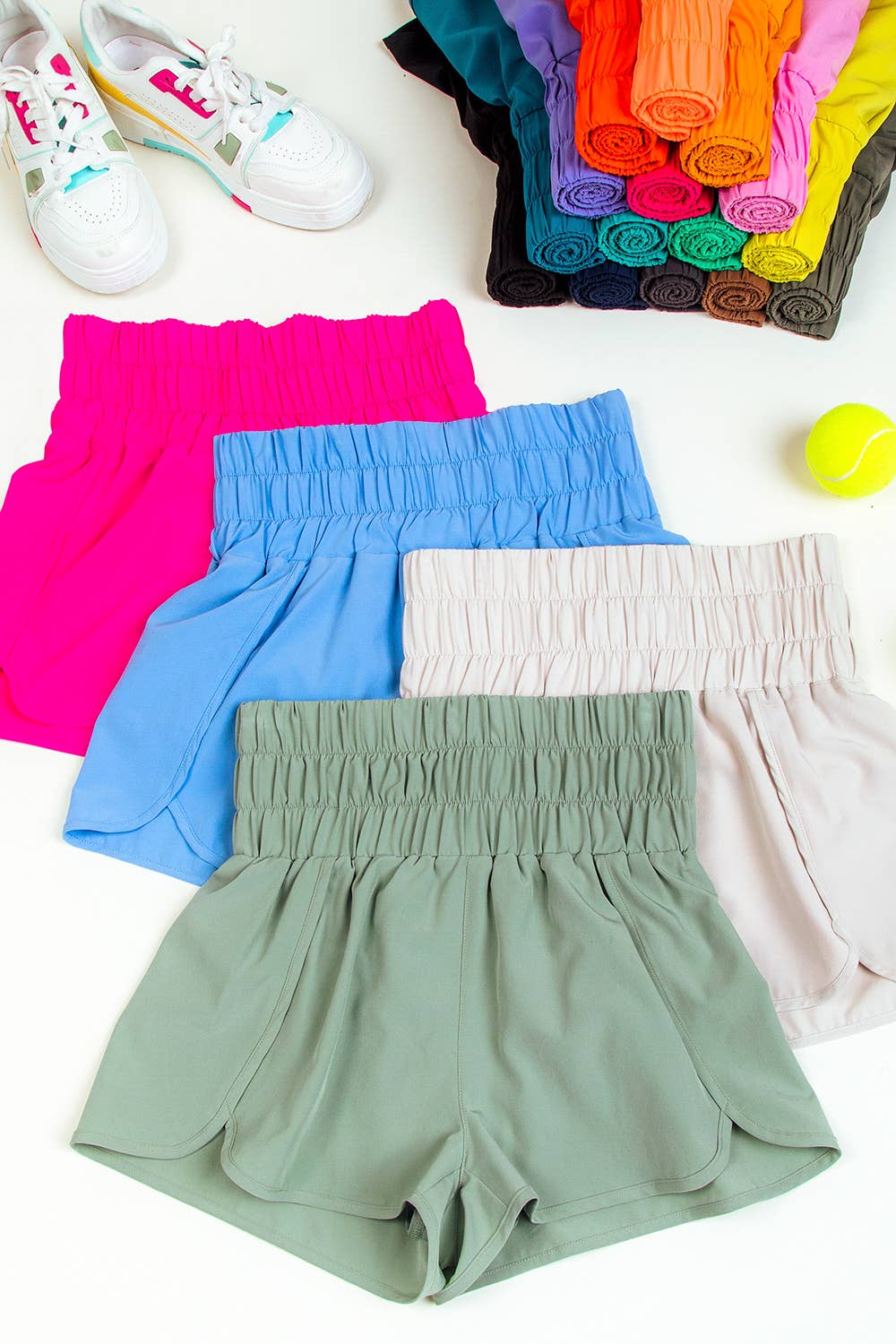 Elasticized waist active wear shorts