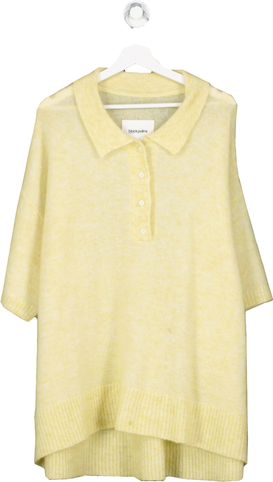 Black Palms Yellow Merino And Mohair Blend Jumper UK L