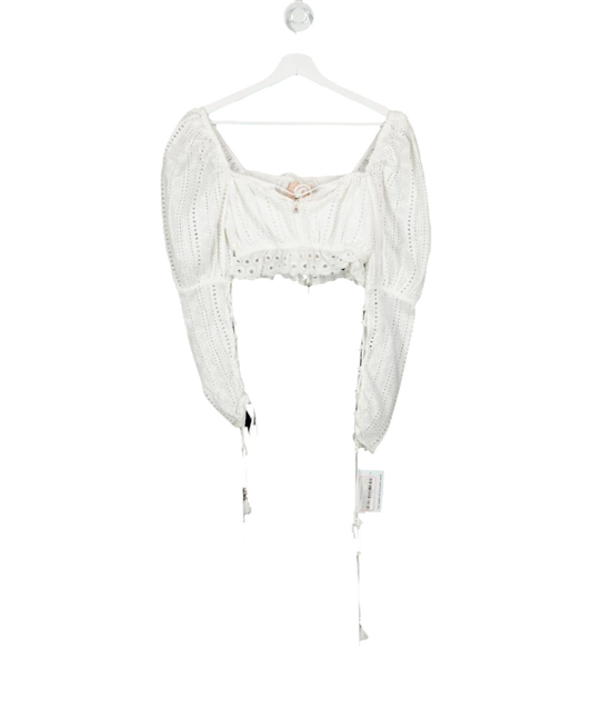 Sofia White Treasure Lace Crop Top UK 8