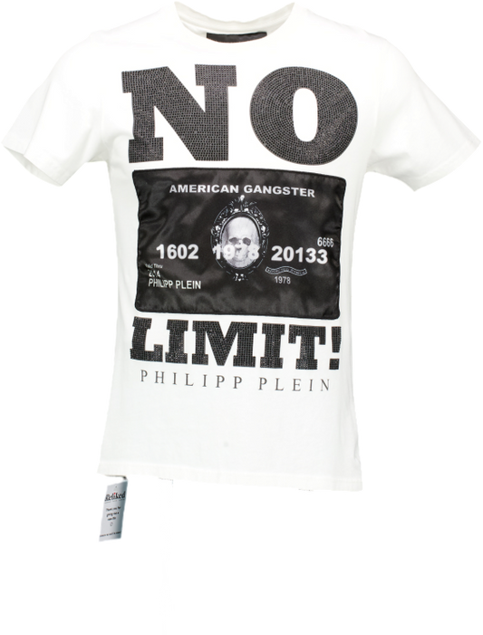PHILIPPE PLEIN White Crystal Studded 'no Limit" UK L