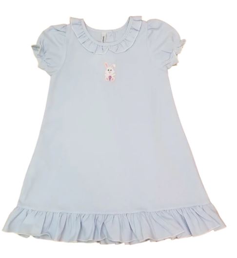 Bunny Embroidered Blue Gown