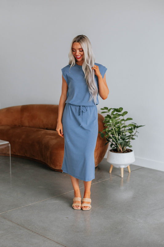 Connie Midi Dress - Steel Blue