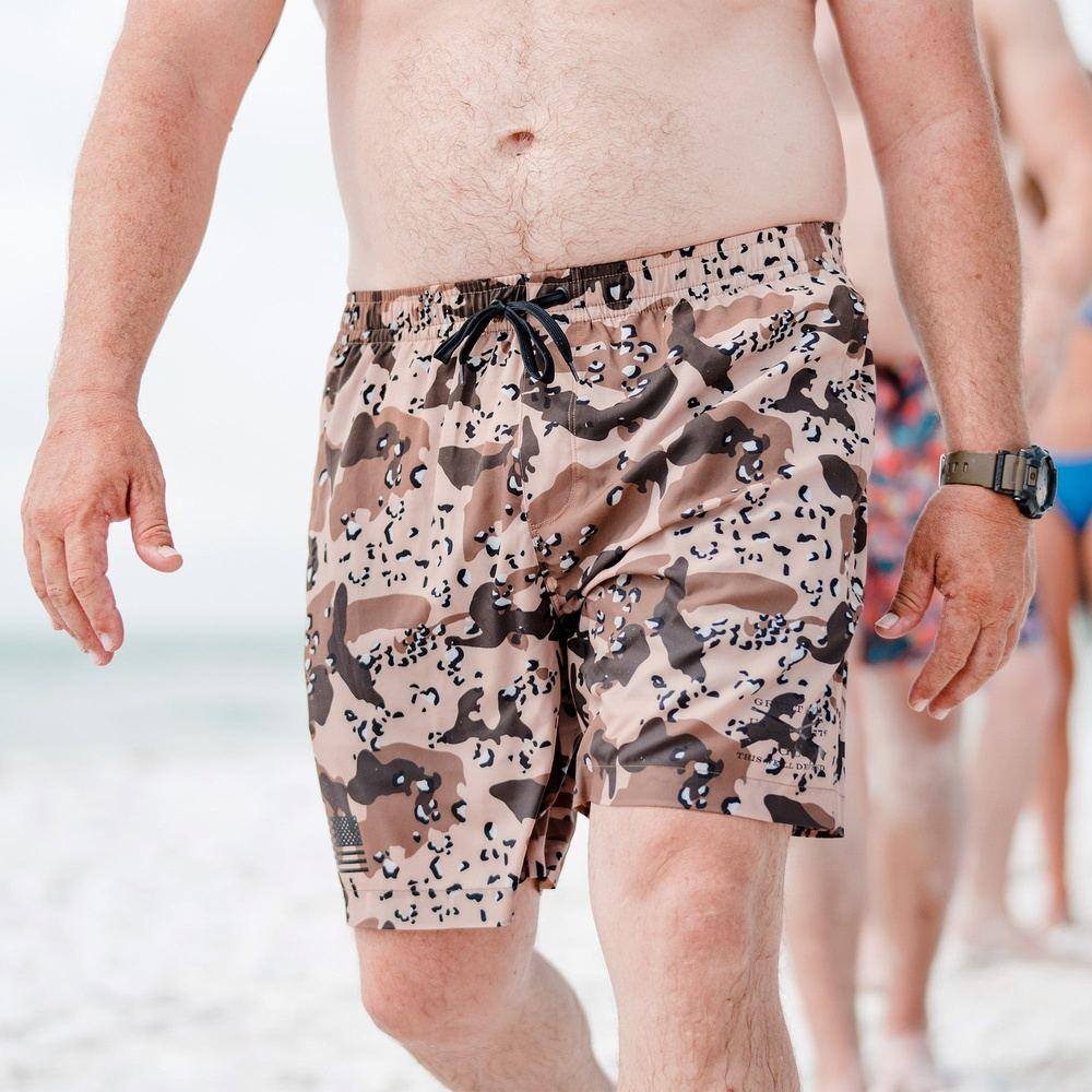 Patriotic Swim Trunks - Desert Camo