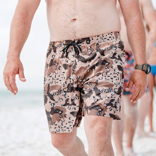 Patriotic Swim Trunks - Desert Camo