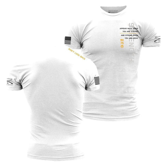 Don't Look Back White Training Shirts for the Gym