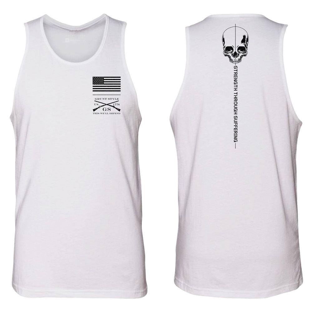 Strength Through Suffering Men's White Workout Tank Top