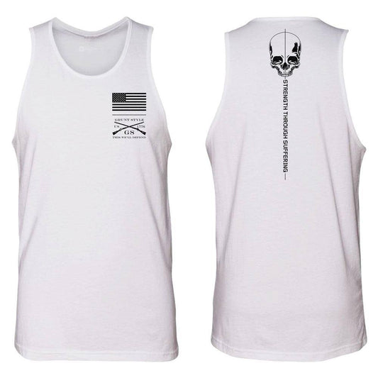 Strength Through Suffering Men's White Workout Tank Top