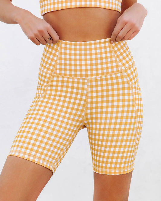Marigold % Gingham Gal Biker Shorts  - FINAL SALE-1