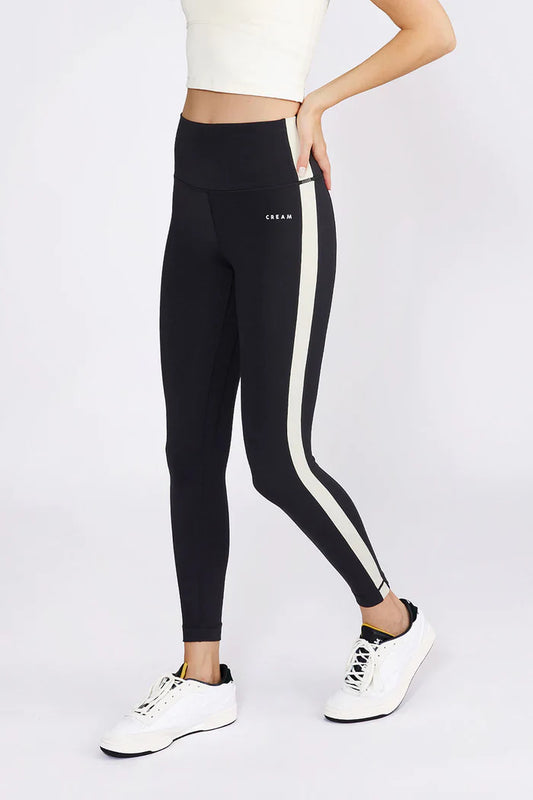 Hana 7/8 Side Stripe Leggings • Black