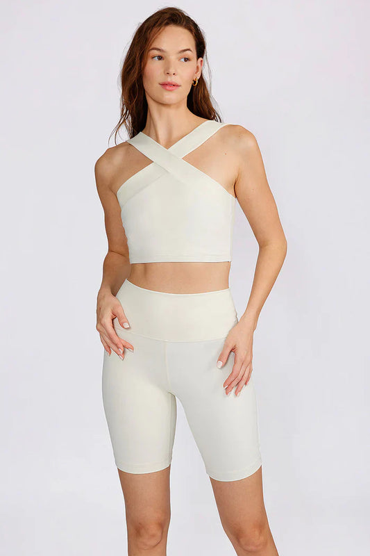 Leah Cross Neck Bra Top • Cream
