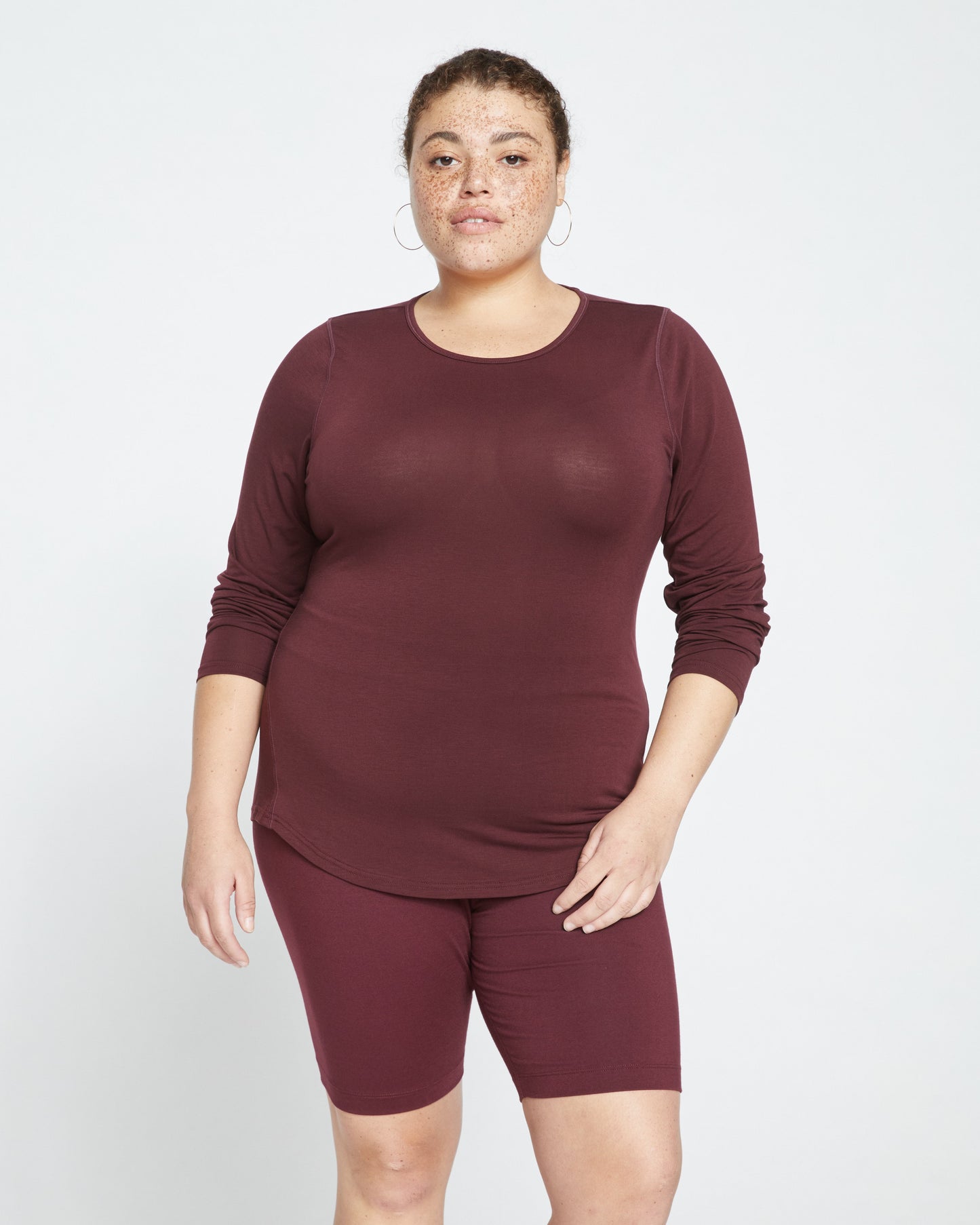 Mia Long Sleeve Movement Tee - Black Cherry