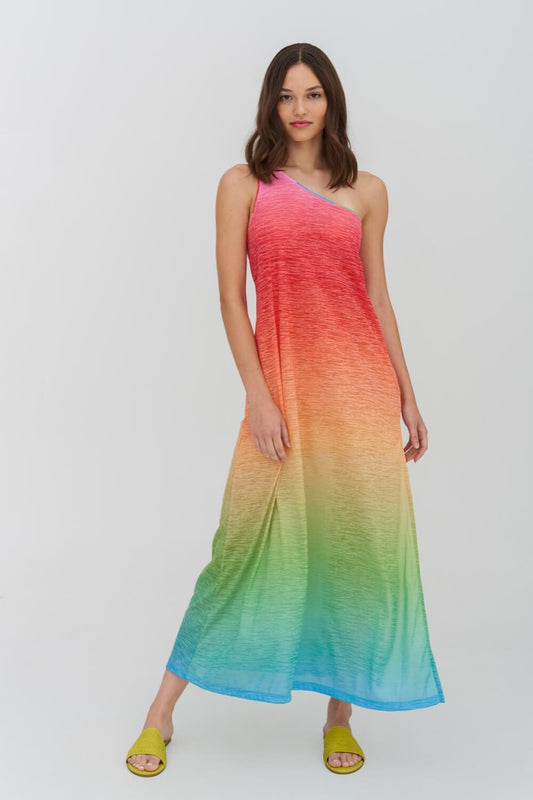 One-shoulder Rainbow Dress