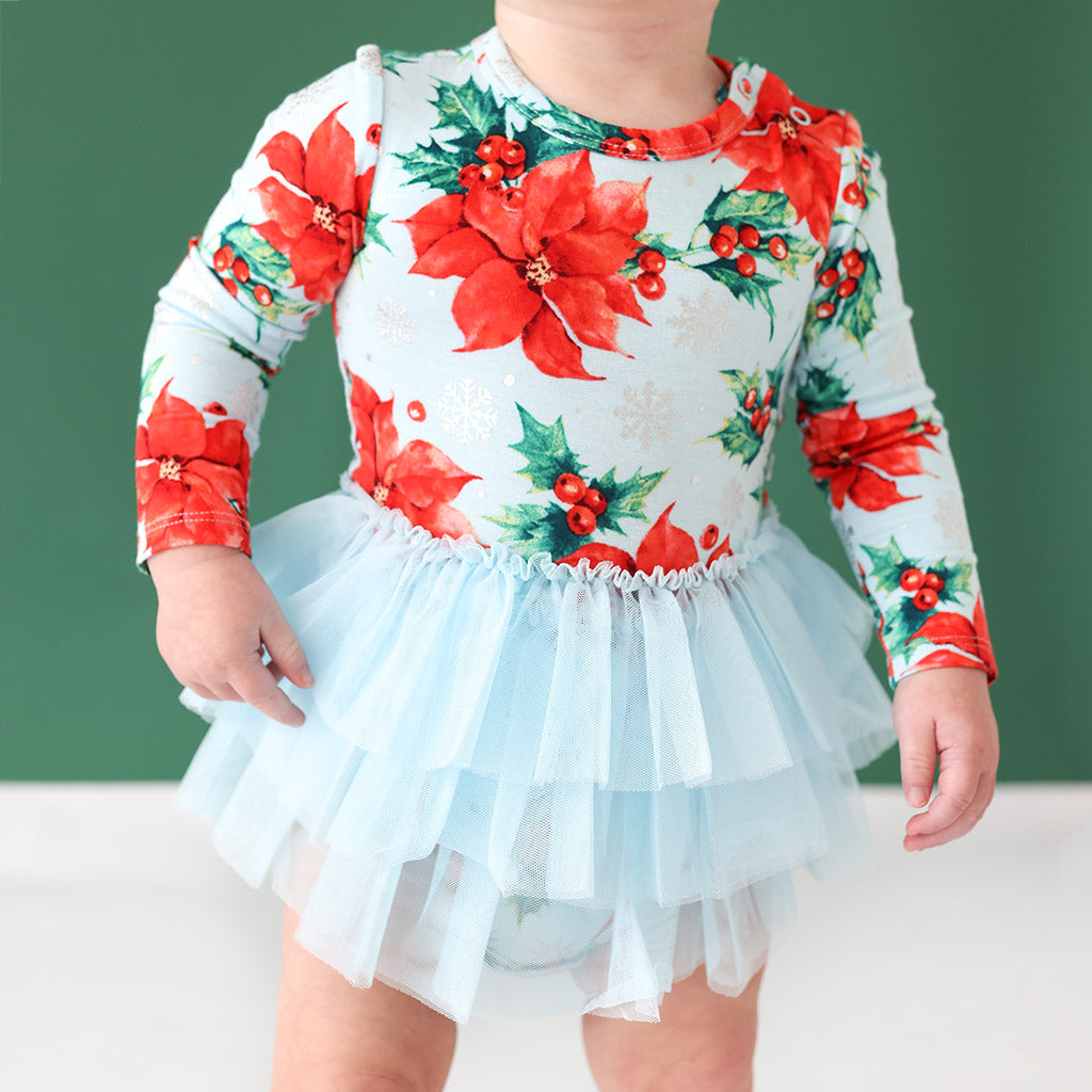 Winter Lily Long Sleeve Tulle Skirt Bodysuit Dress