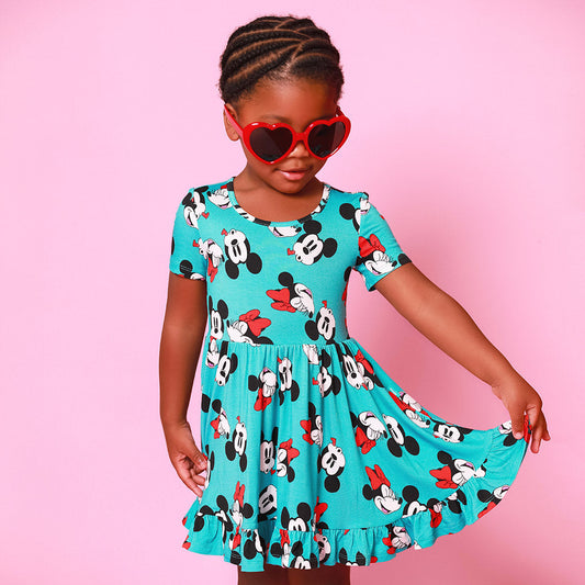 Smooches Short Sleeve Ruffled Twirl Dress