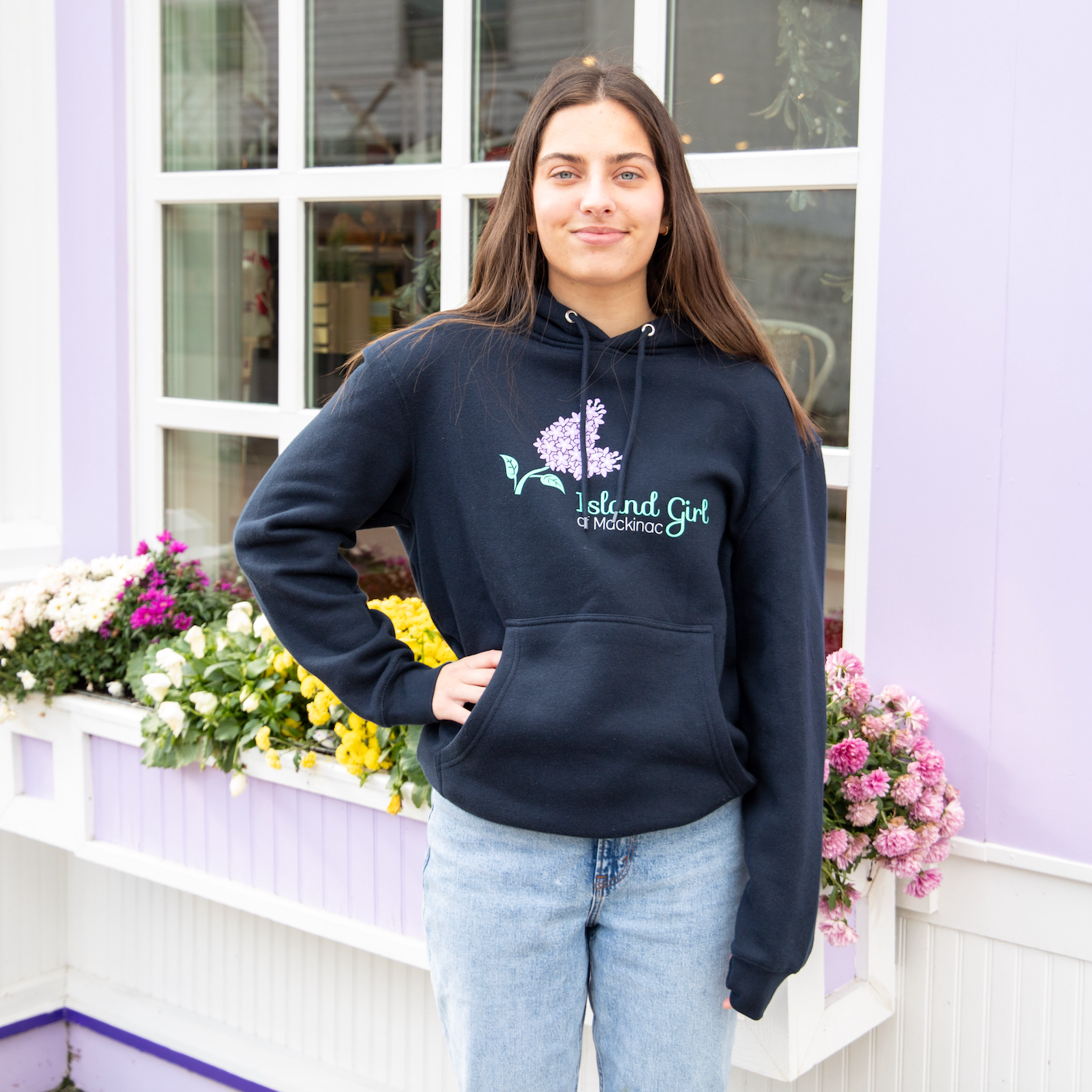 Navy Island Girl Lilac Hooded Sweatshirt