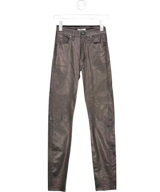 Anine Bing Black High Waisted Stretch real leather Jagger Trousers SZ30 UK 4