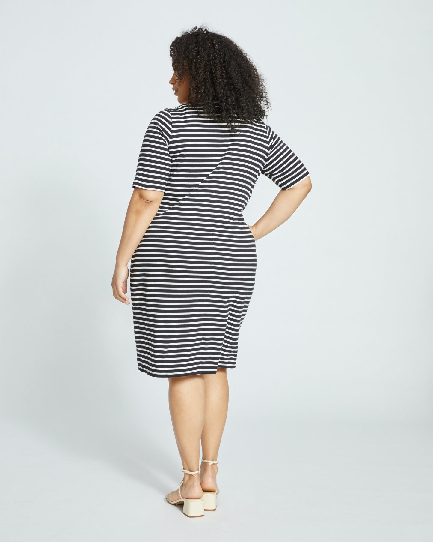 Belle Breton-Stripe Compact Jersey Dress - Black/White