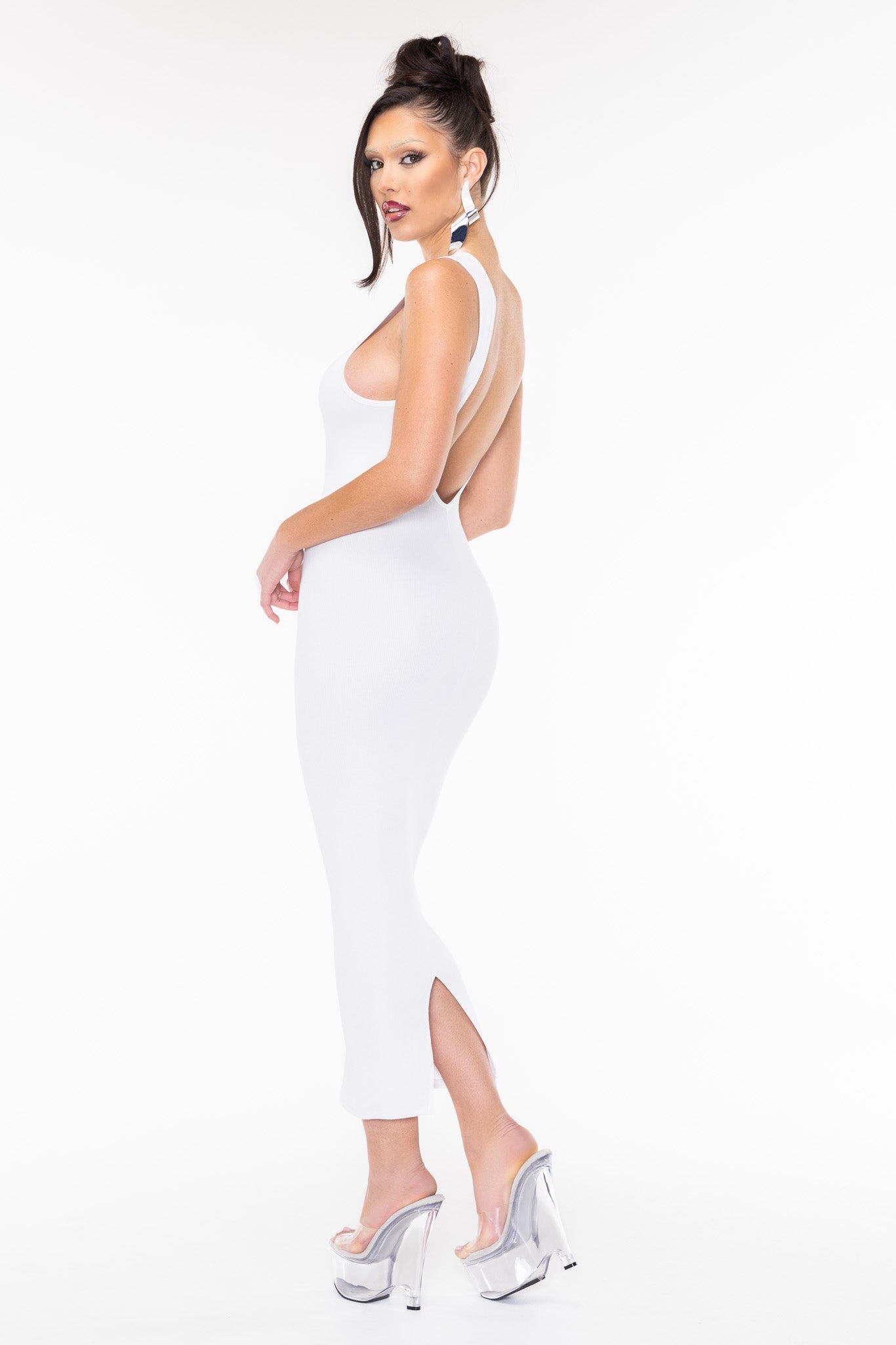 Roxy Rib Tank Dress - White