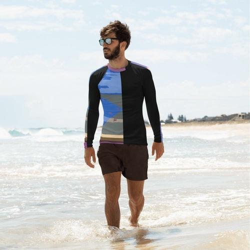 Men's Rash Guard Blue Purple Beige Graphics Surfer Mens Swim Top - Zoter Shop