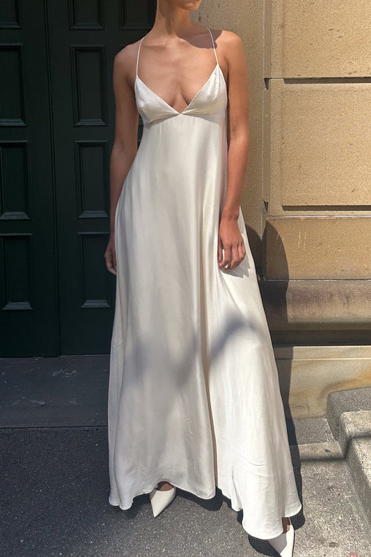 Backless V-neck Slip Maxi Dress