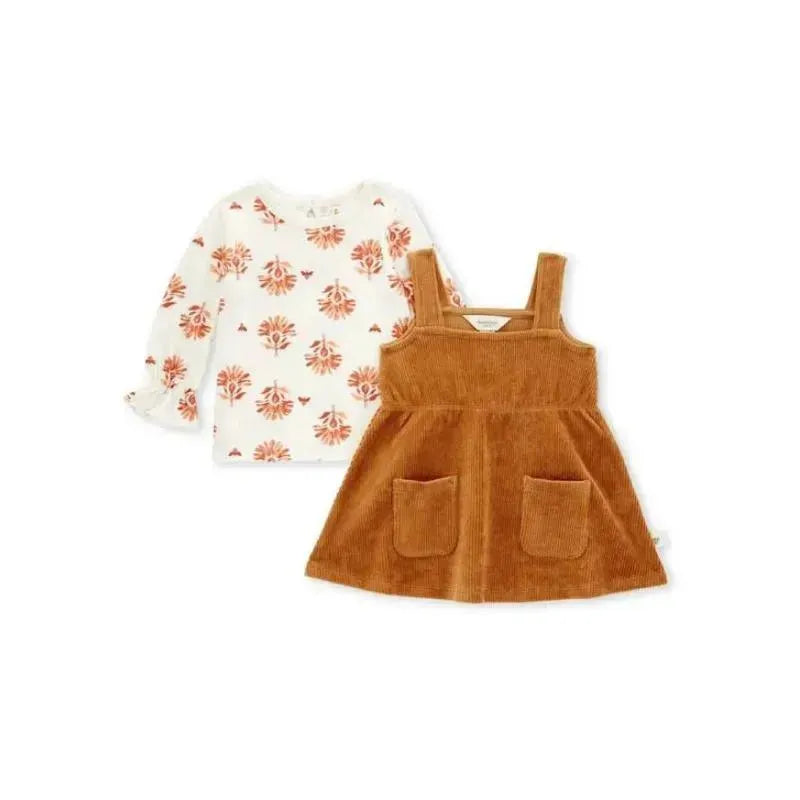 Burts Bees - Raised Rib Dress & Sunny Floral Tee Set, Beaver