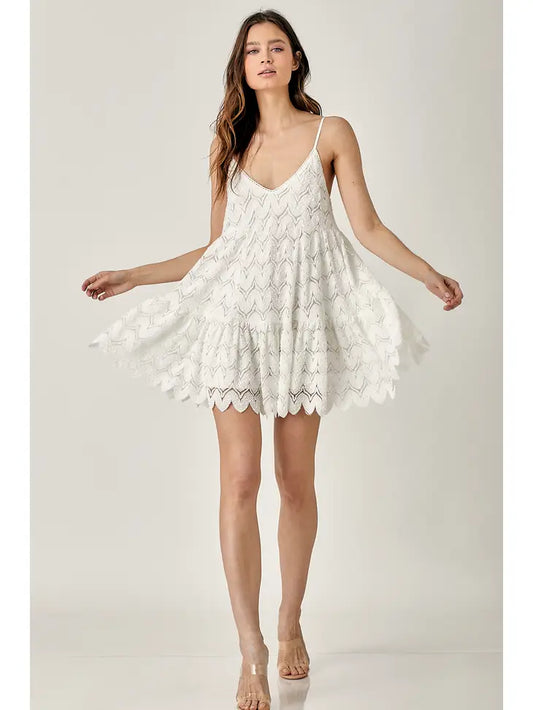 wave crochet lace mini dress