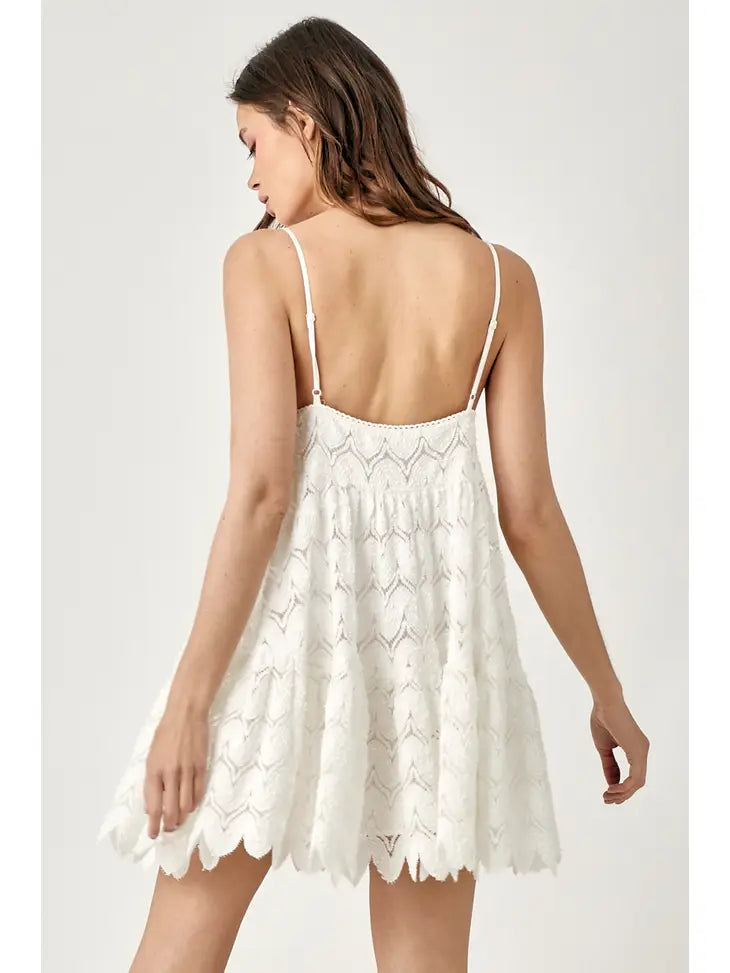 wave crochet lace mini dress