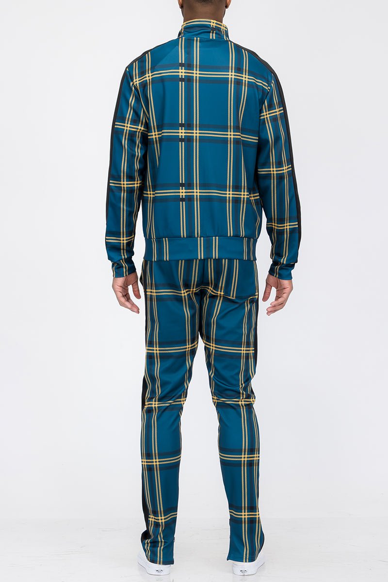 Plaid Track Jacket and Pant Set