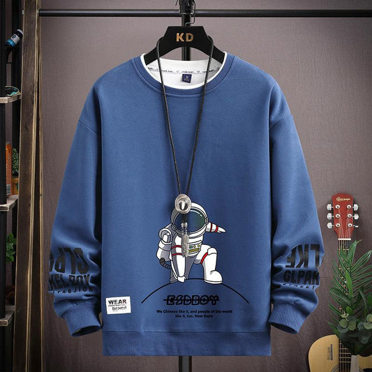 English Round Neck Spaceman Sweater Men's Loose Casual - amazitshop
