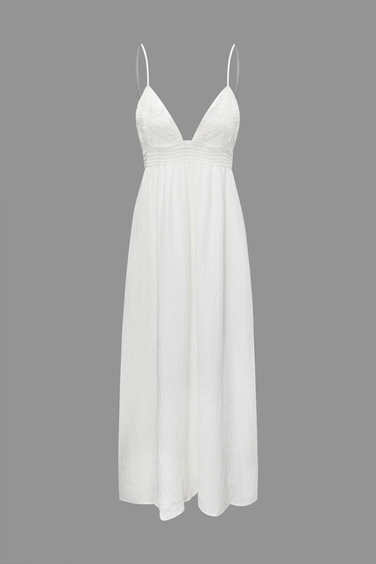 V-neck Crochet Detail Maxi Dress