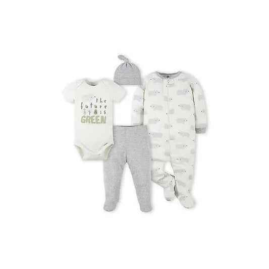 Gerber - 4Pc Set (Sleep'n play, Bodysuit, Footed Pant & Cap) - Boy Bear