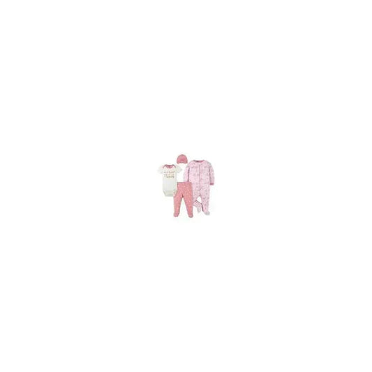Gerber - 4Pc Set (Sleep'n play, Bodysuit, Footed Pant & Cap) - Girl Princess