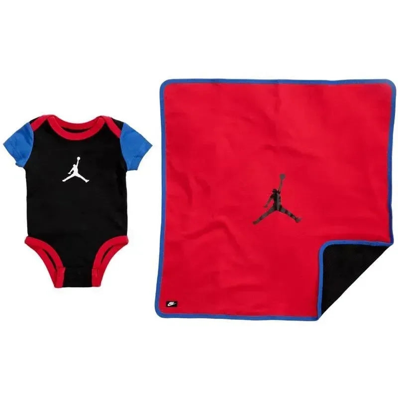 Jordan Baby - Elevated Bodysuit & Blanket Black/Red/Blue