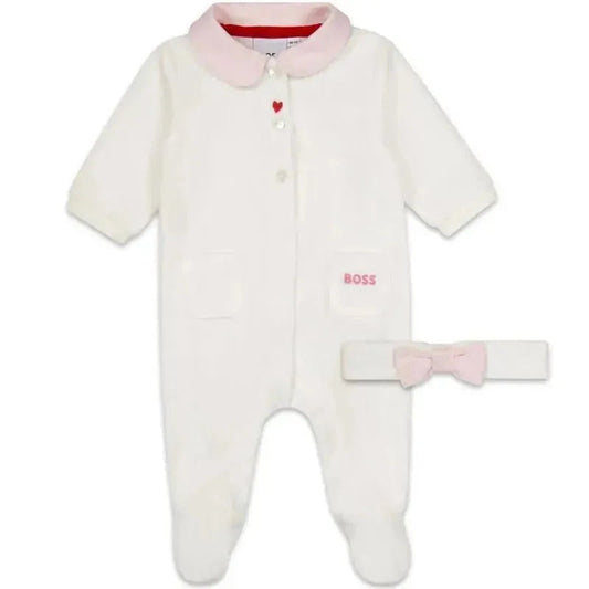 Hugo Boss Baby - Footie & Headband Gift Box, Off White