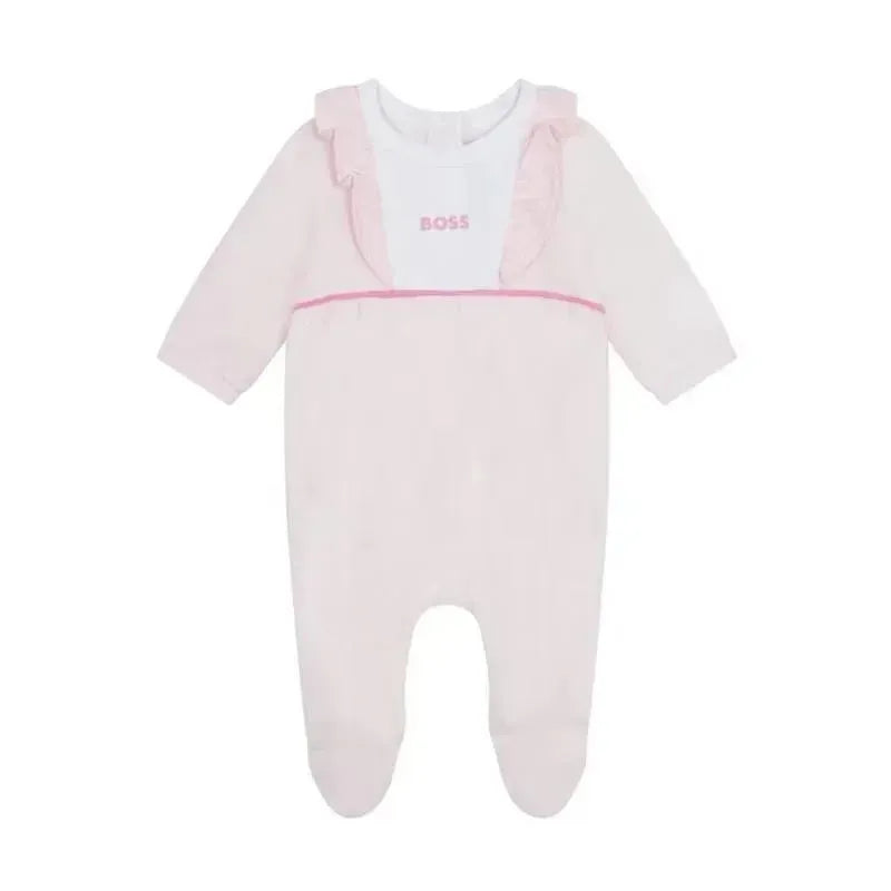 Hugo Boss Baby - Girl Footie Front Ruffle, Pink Pale
