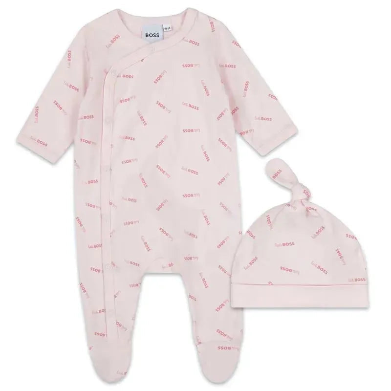 Hugo Boss Baby - Long Sleeve Bodysuit & Hat, Pink Pale