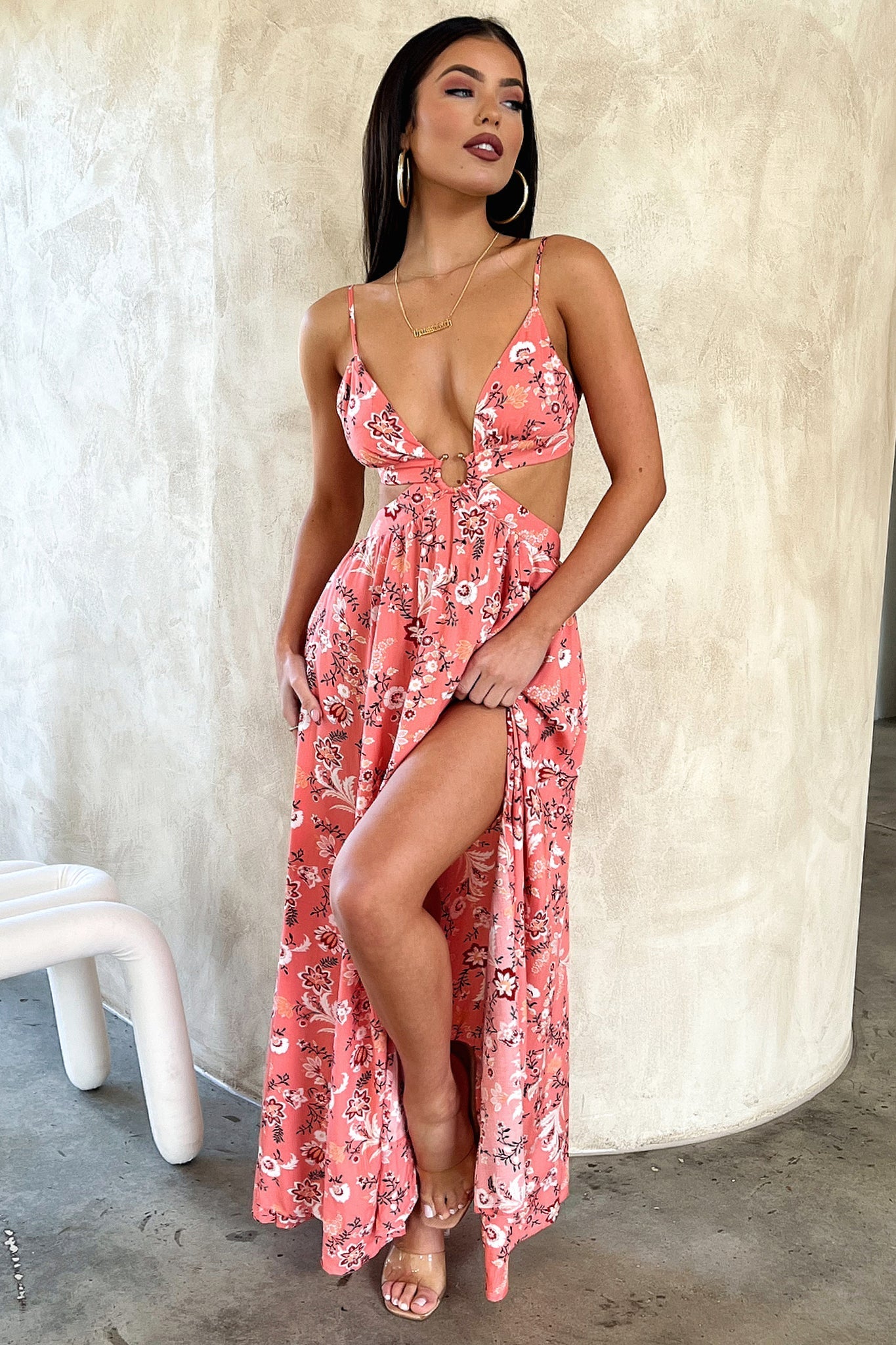 Kritika Maxi Dress - Coral Pink Floral