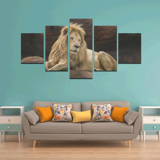 Lion On Mountain Canvas Wall Art Z (5 Pieces)