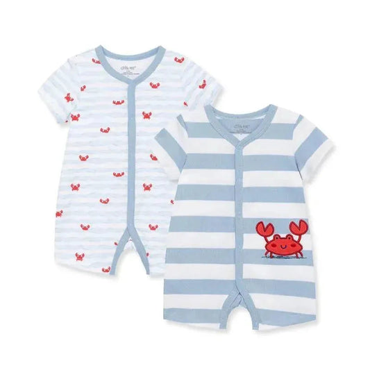 Little Me - 2Pk Baby Boy Crab Cotton Rompers
