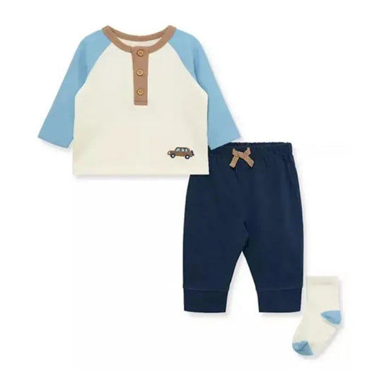 Little Me - Baby Boys Color Blocked Joggers Set with Socks