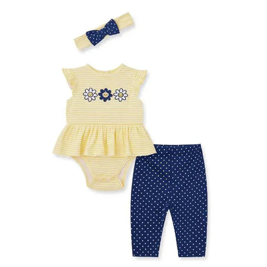 Little Me - Baby Girl Daisy Pals Bodysuit & Pant, Blue