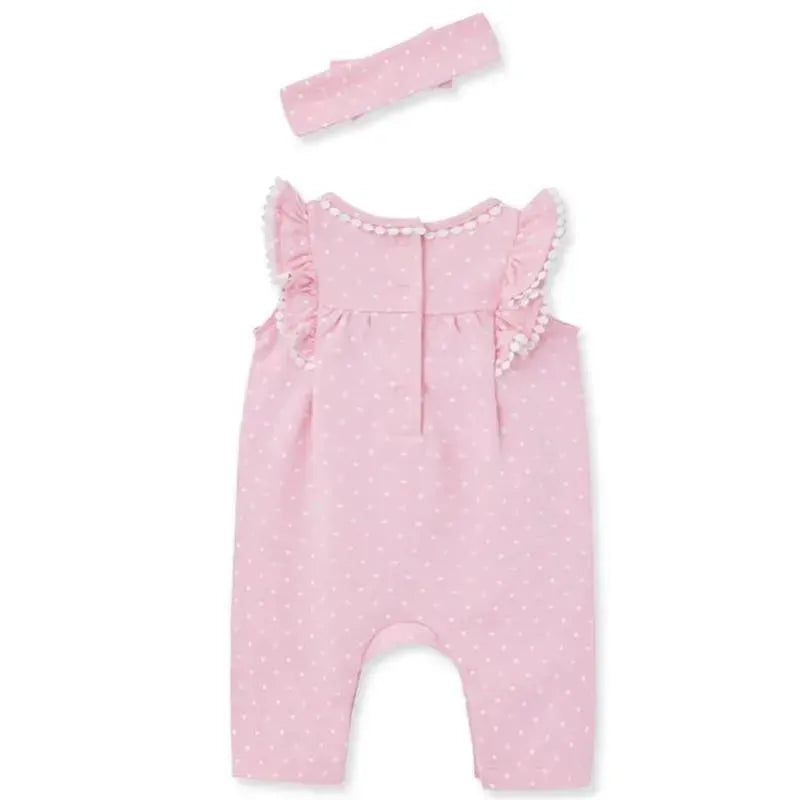 Little Me - Baby Girl Dots Jumpsuit & Headband, Pink
