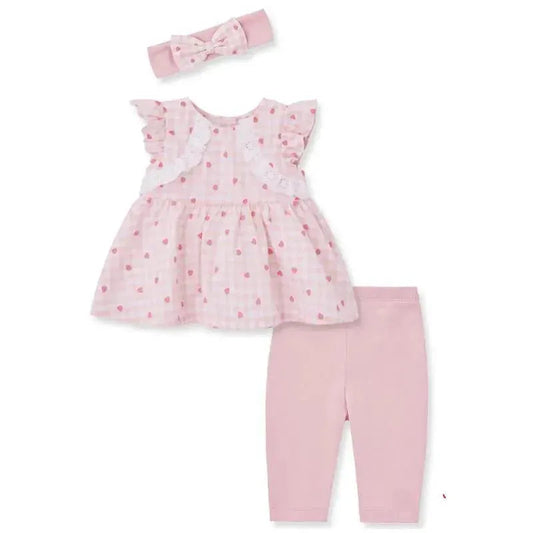 Little Me - Baby Girl Strawberry Woven Tunic Set, Pink